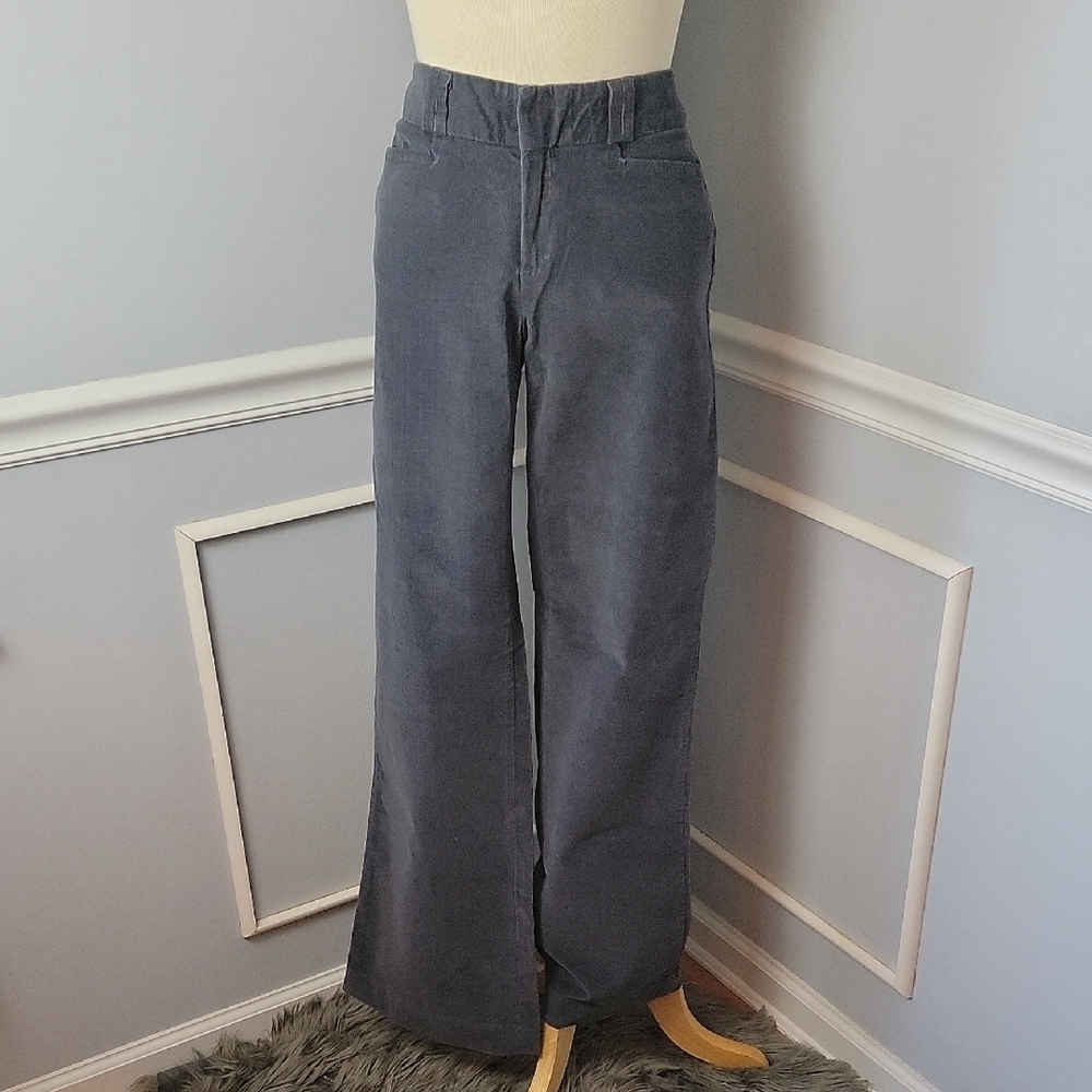 BANANA REPUBLIC Martin Fit Charcoal Gray Stretch Flare‎ Wide Leg Corduroy Pants